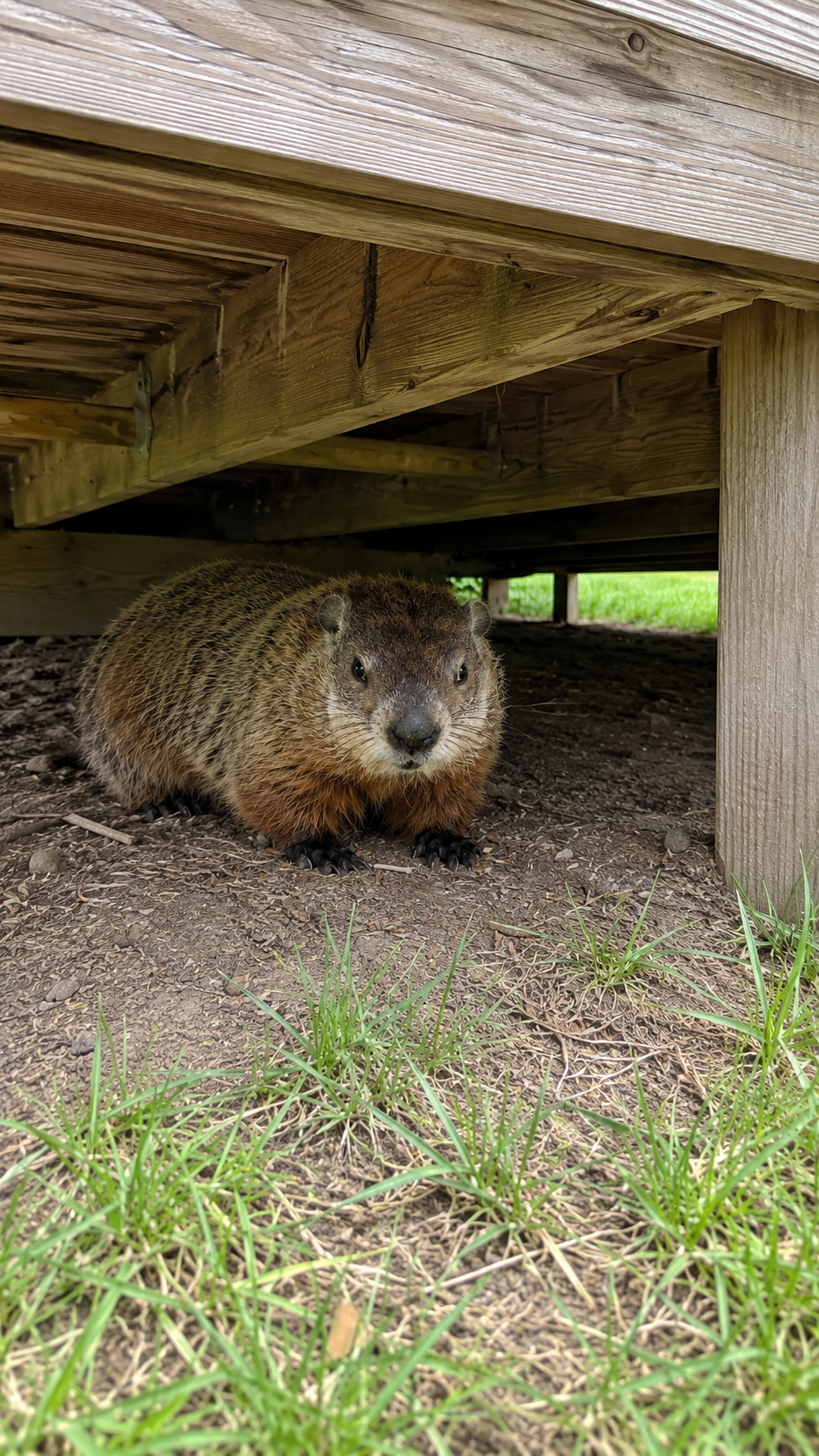groundhog under deck in Springfield MO